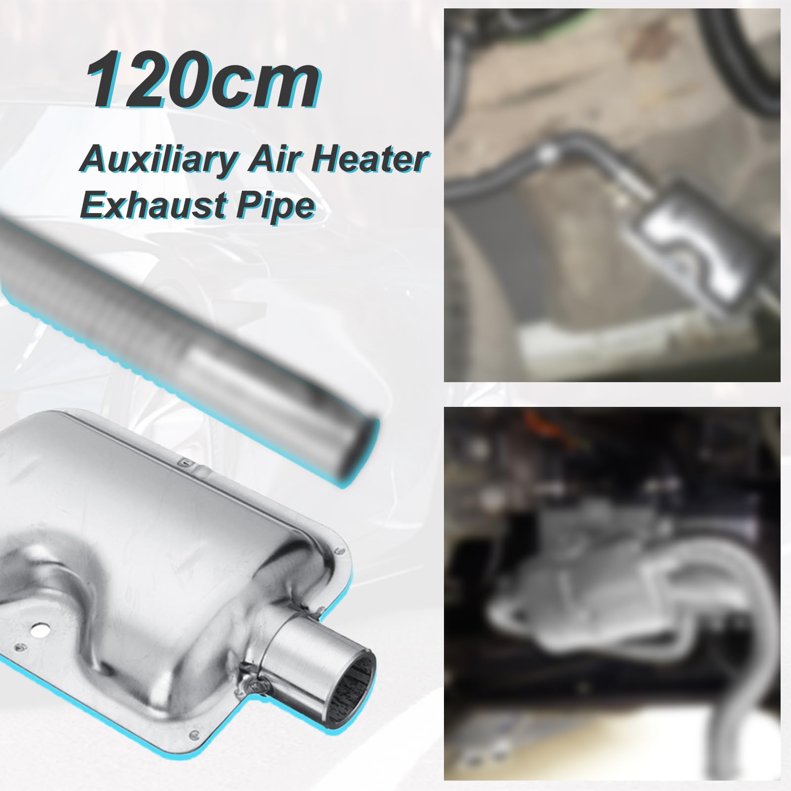 Tuyau Échappement Acier Inoxydable 120cm Pour Généralise, Chauffage Diesel - Avec 2 Colliers De Serrage