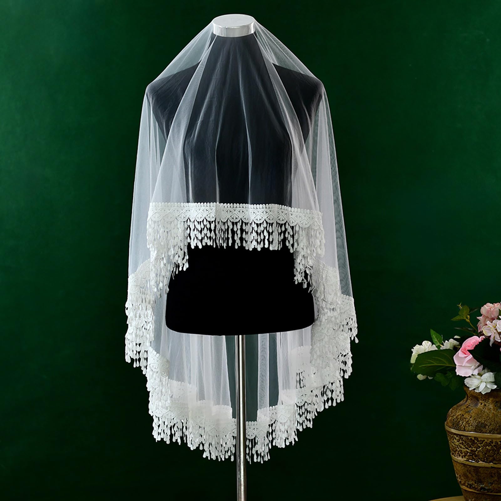 Elegante fiore abbellito veli da sposa delicati nappe tulle veli da sposa per cerimonie nuziali sofisticato copricapo da sposa