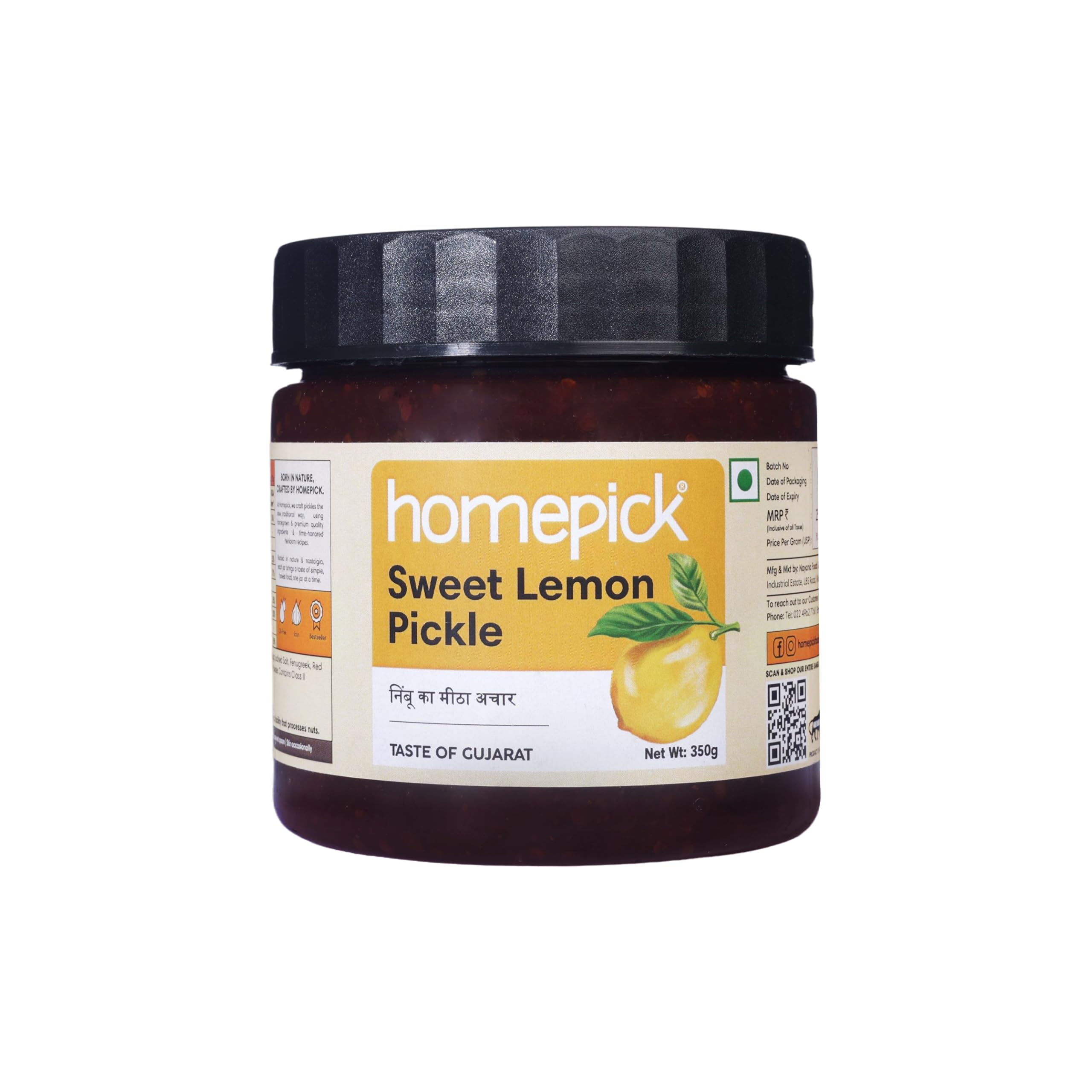 Homepick Sweet Lemon Pickle 350g - Meetha Nimbu Ka Achar