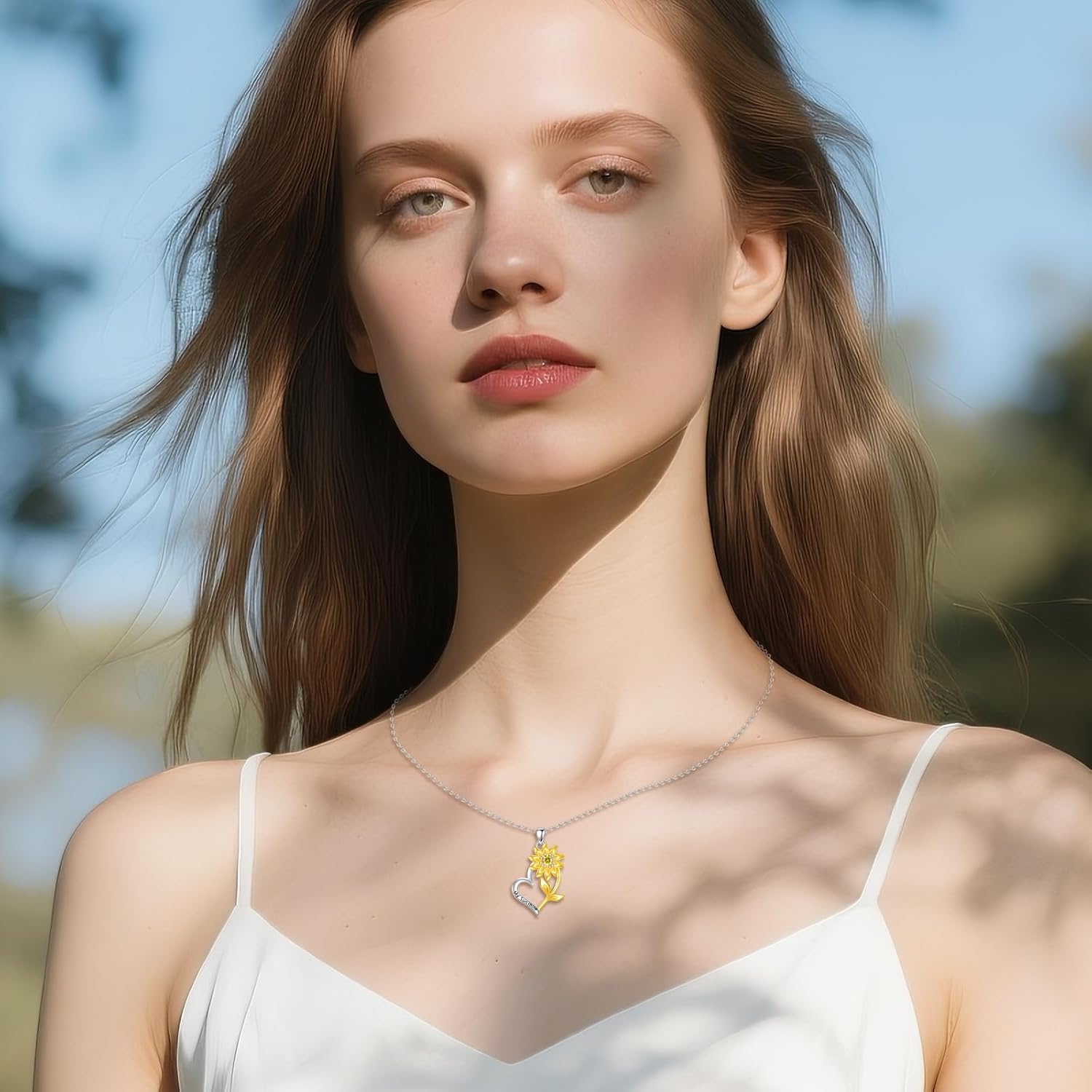 Sunflower Necklace Sterling Silver You're My Sunshine Pendant Shiny Sunflower Jewelry Gifts for Women Men - Image 4