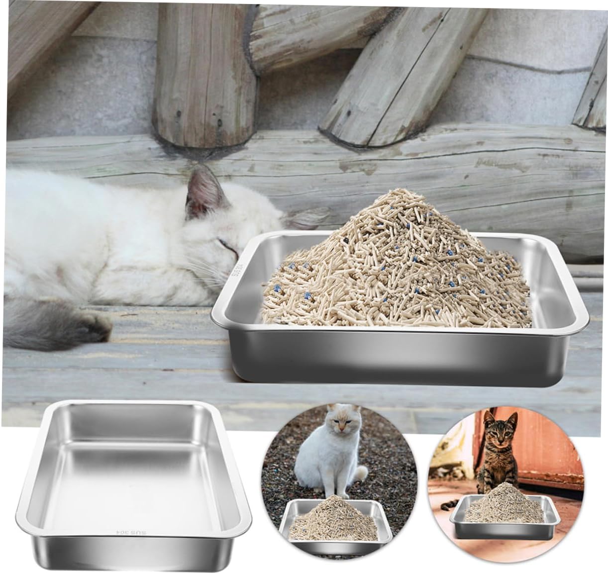 Mipcase Cat Litter Box for Kittens Open Design Litter Holder Portable Easy Maintenance for Small Cats