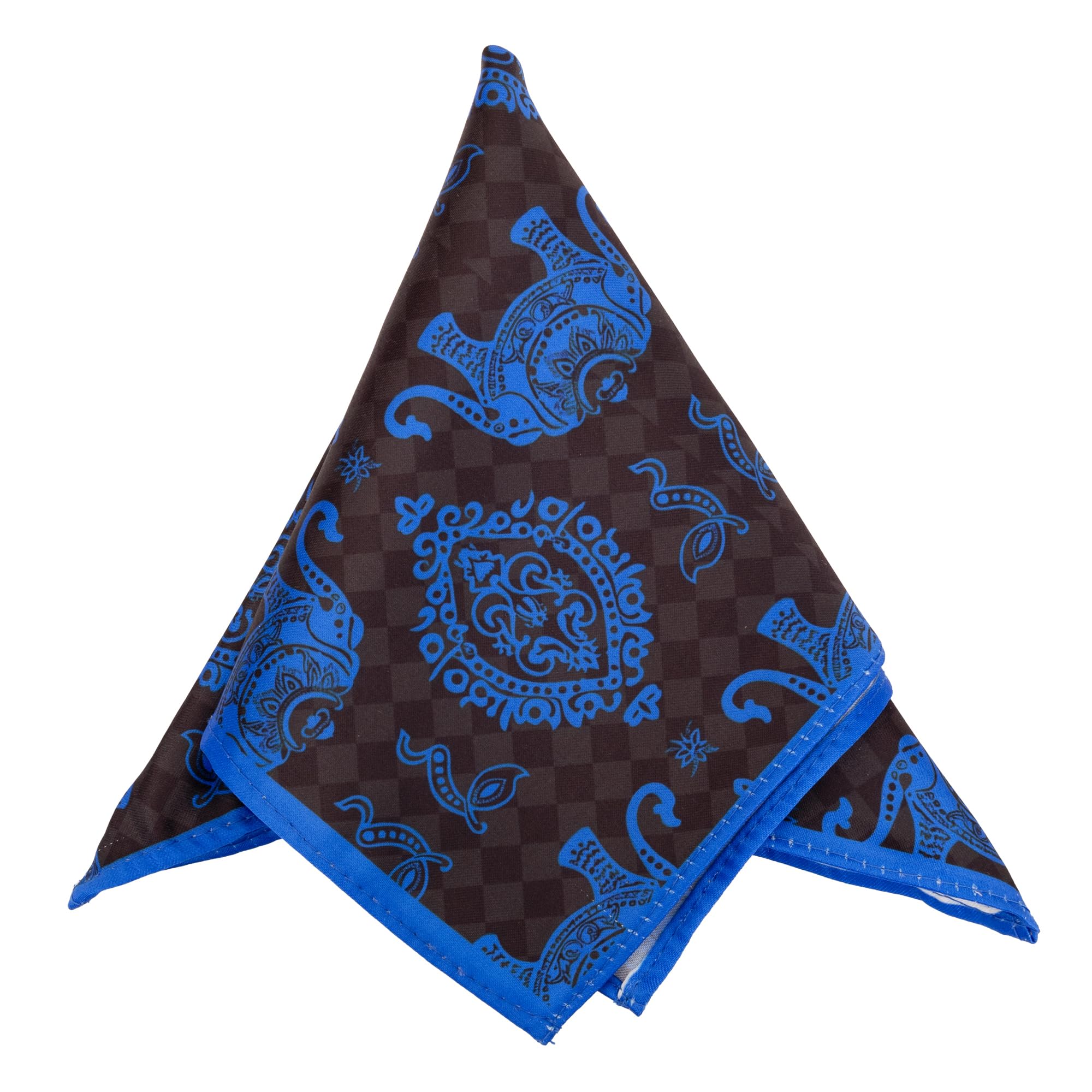 Men's Black Ethnic Print Pocket Square-image-37
