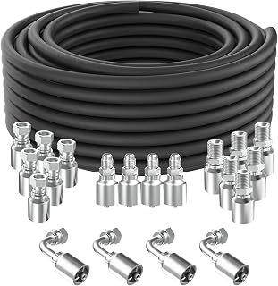KOUTIANWU 50Ft 1/2" Hydraulic Hose Kit with 20 JIC 37° Female/Male & NPTF Male Fittings - 5800 PSI, -20°C to 140°C