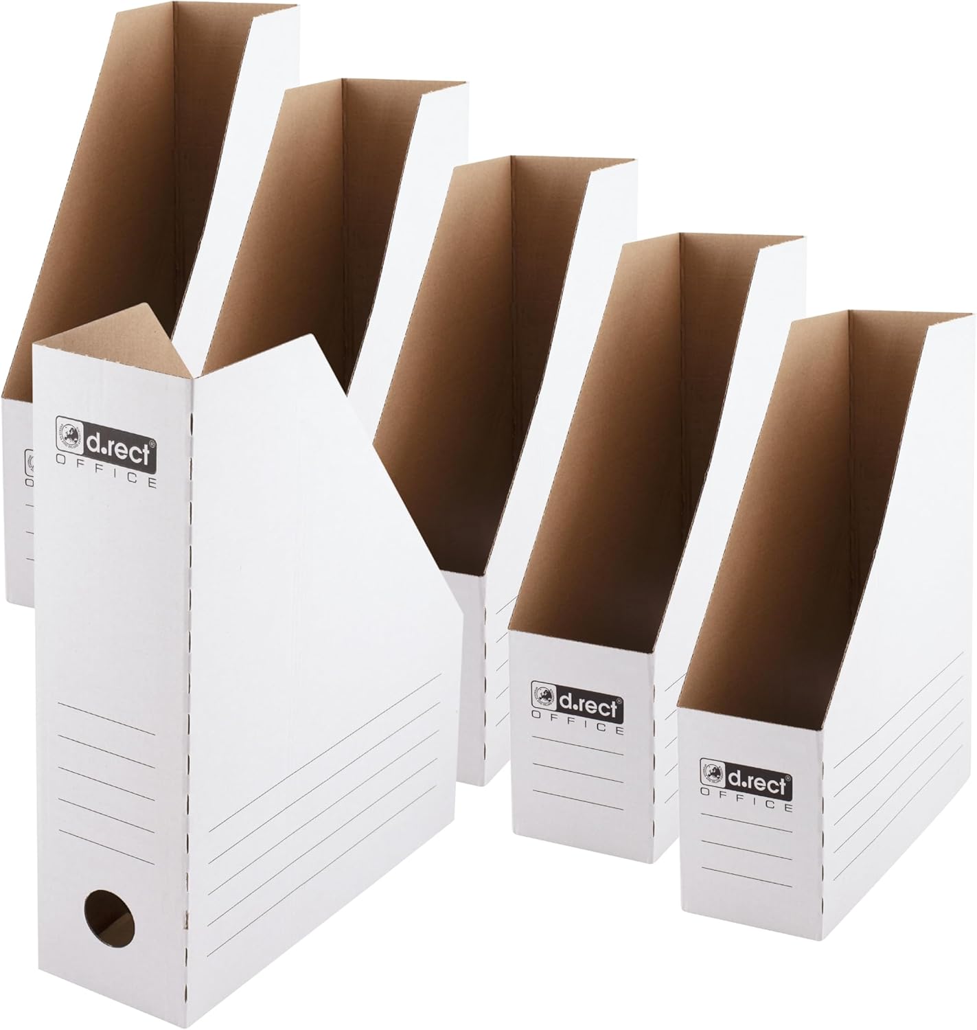 D.RECT Magazine File A4 Cardboard 100 mm - Pack of 6 | Robust Folding Magazine File for Magazines, Catalogues & Documents | Practical Archive Organiser