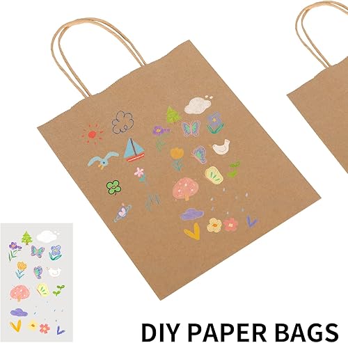 Miniatura 7 de Toovip Paquete de 90 bolsas de papel kraft marrón liso con asas a granel, múltiples 3 tamaños surtidos, bolsas de regalo para regalos, compras,