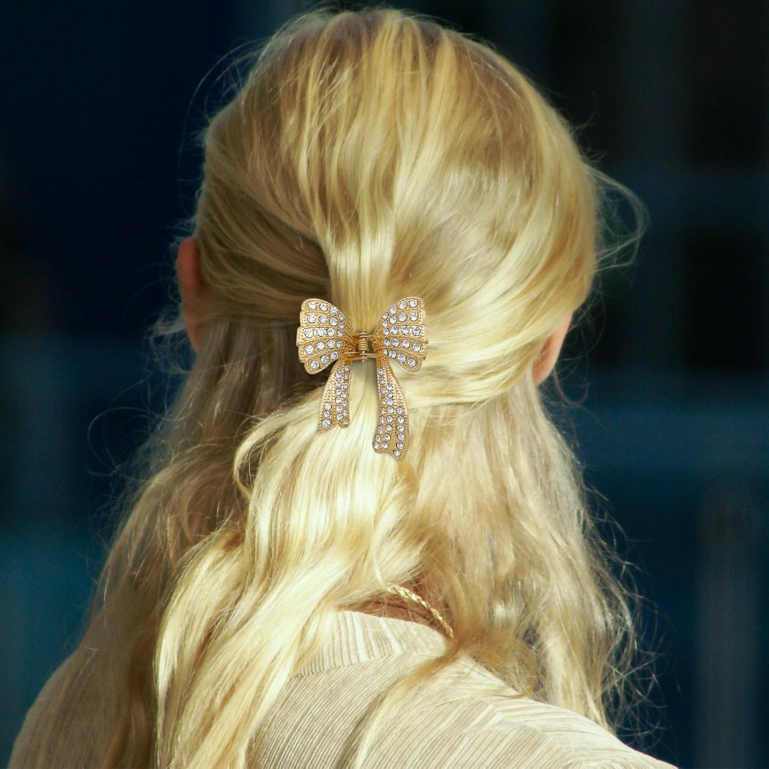 4Pcs Bow Rhinestone Hair Claw Clips Fancy Butterfly Gold Silver Metal Clamps Cute Bowknot Small Non Slip Strong Hold Jaw Styling Clips Hair Accessories for Women and Girls - Image 5