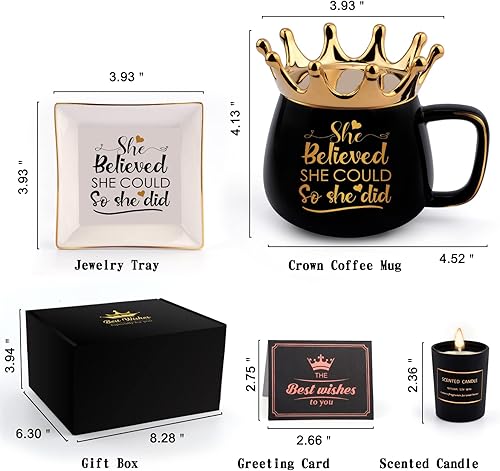 Miniatura 7 de Regalos de graduación para sus niñas, taza de café con texto en inglés "She Believed She Could So She Did", regalos para el día de la madre, regalos