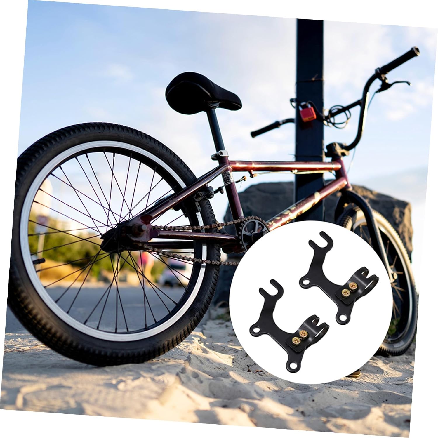 Toddmomy Bike Brake Bracket Disc Brake Conversion Kit 2pcs Metal Bike Disc Brake Adapters Quick Mount Dismount