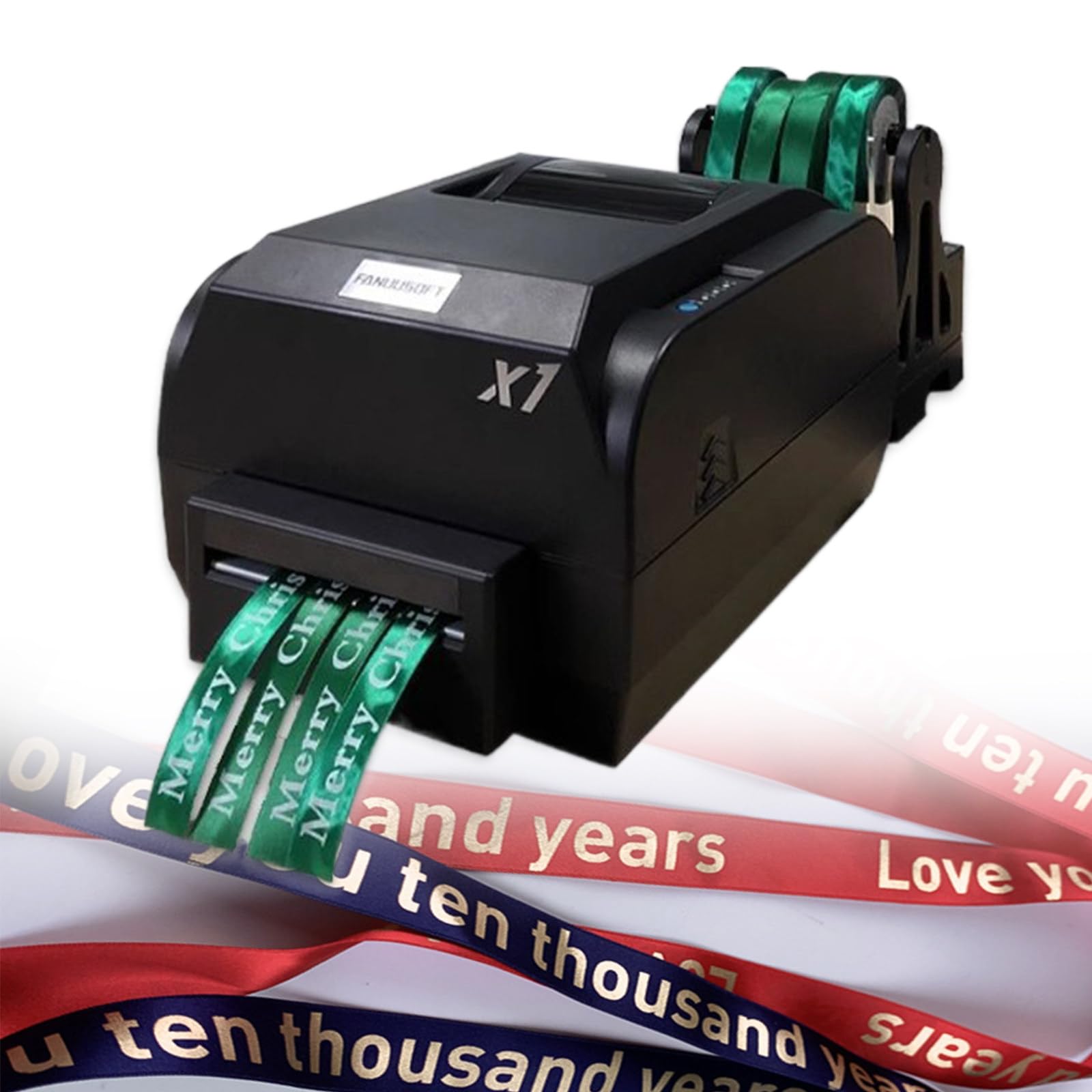 Satin Ribbon Printing Machine, Digital Ribbon Printer, Label Printer, Foil Stamping Printing Machine, Supports 50+ Languages, 150MM/S, for Christmas Party,10-20mm