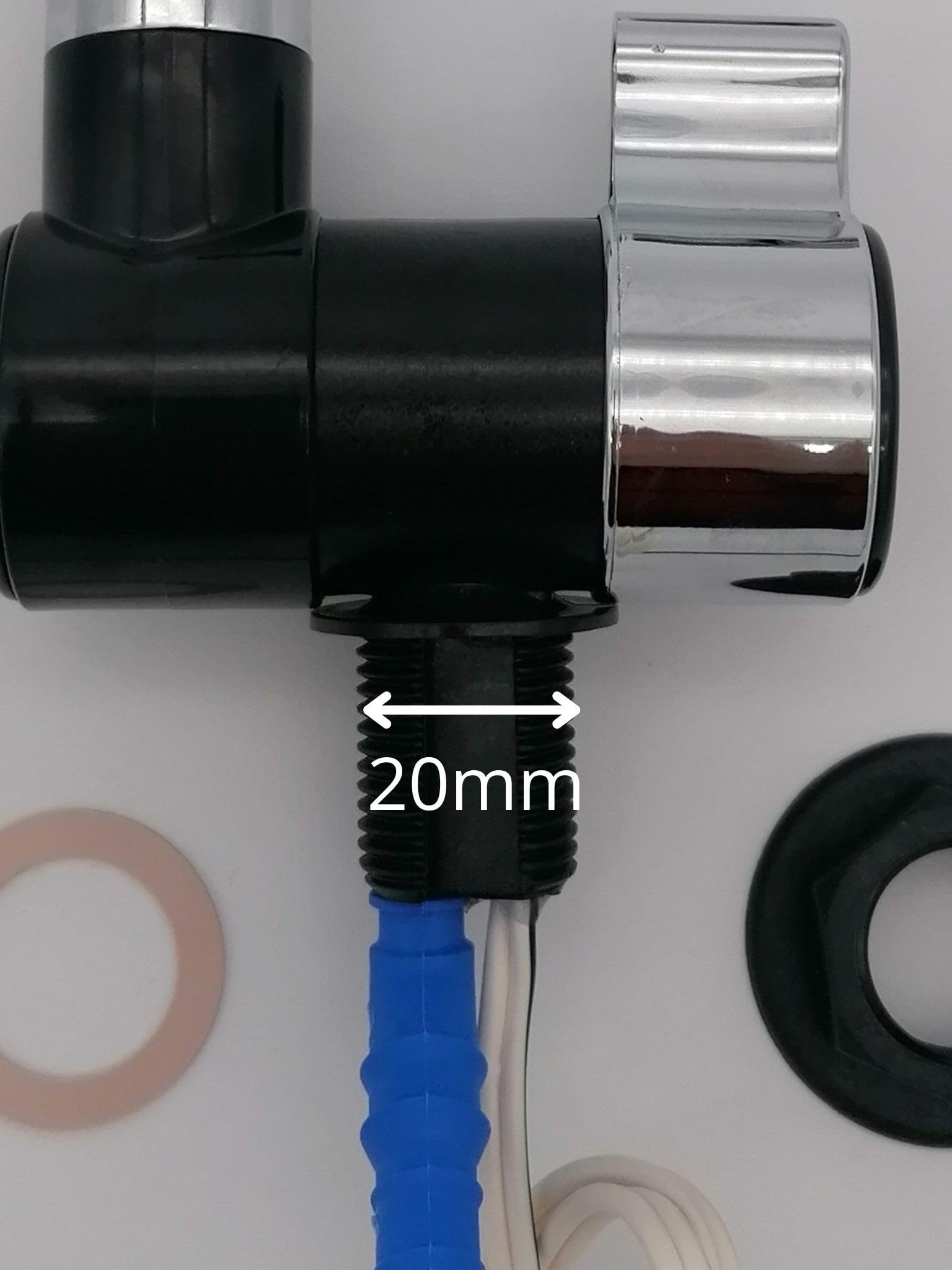 CR-MOESANCO® Kit Robinet Eau Froide avec Interrupteur 12 V + 1 Collier en Inox pour Caravane, Camping-car, Bateau, Chromé