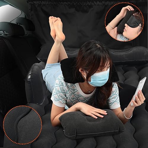 Miniatura 2 de 12 piezas de colchón inflable de aire para automóvil asiento trasero cama con cojín de camping con parasol para ventana de automóvil colchón de aire