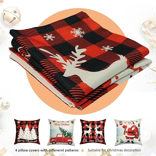 Miniatura 5 de Fundas de almohada de Navidad de 18 x 18 pulgadas, decoración de vacaciones de invierno, funda de almohada de Navidad para sofá, decoración del