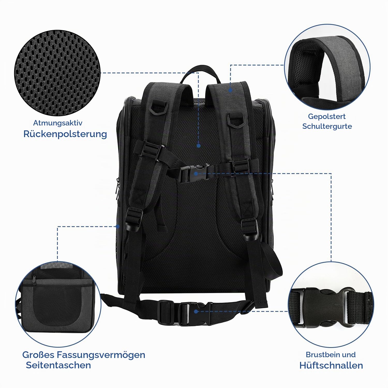 Apollo Walker Tragerucksack für Hunde und Katzen für mittelgroße und kleine Haustiere – belüftetes, sicheres Design mit gepolsterter Rückenpartie, atmungsaktiver Mesh-Haustierrucksack für Wandern