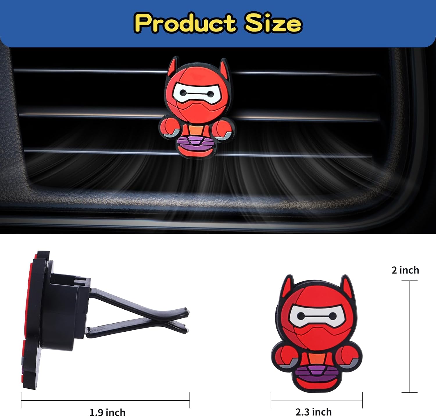 Air Vent Decoration - Cute Super Hero Decorative Vent Clip for Cars, Bedroom or Office [Baymax Armed]