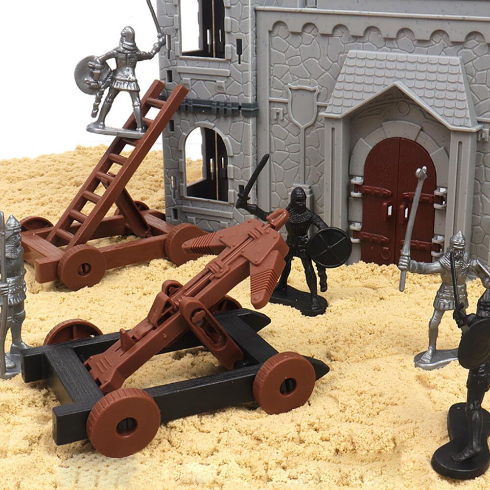 Asudaro Modelo de juguete de caballero romano antiguo DIY modelo de juguete medieval en miniatura incluyendo castillo carro soldado figura medieval caballero plástico figura de acción castillo playset
