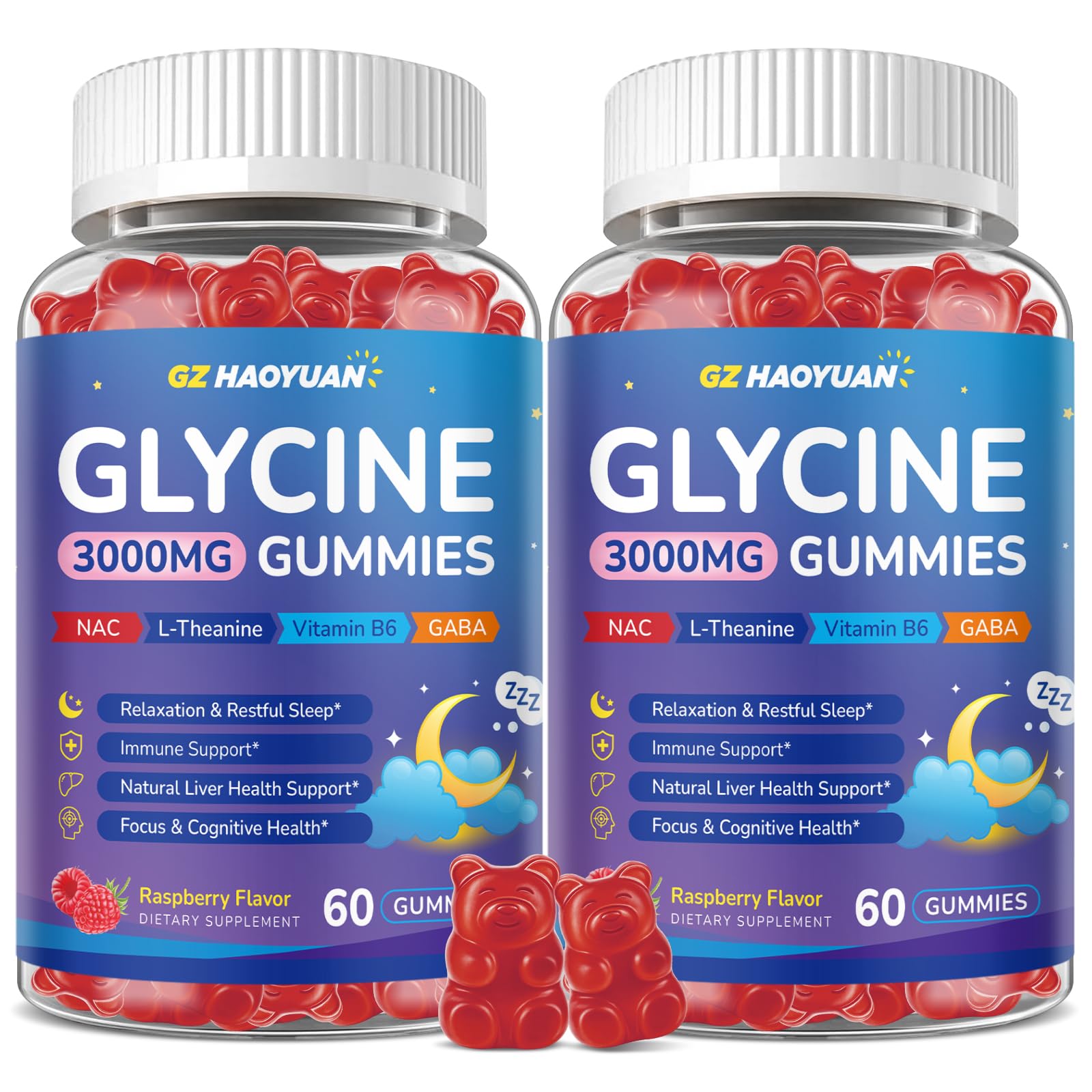 Glycine Gummies, Glycine 3g Supplements with NAC, L-Theanine, GABA, for Sleep, Relax, Nerve & Brain Support, Sugar Free, Vegan, Strawberr Flavor, 60 Cts — Amazon image 16