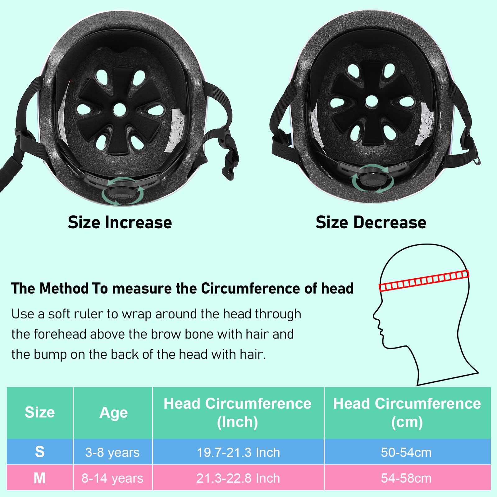 Casco da bici per bambini, casco da bicicletta regolabile per le ragazze Ragazzi Bambino età 3-5-8-14 anni, multi-sport per il ciclismo Skateboard Scooter Pattinaggio
