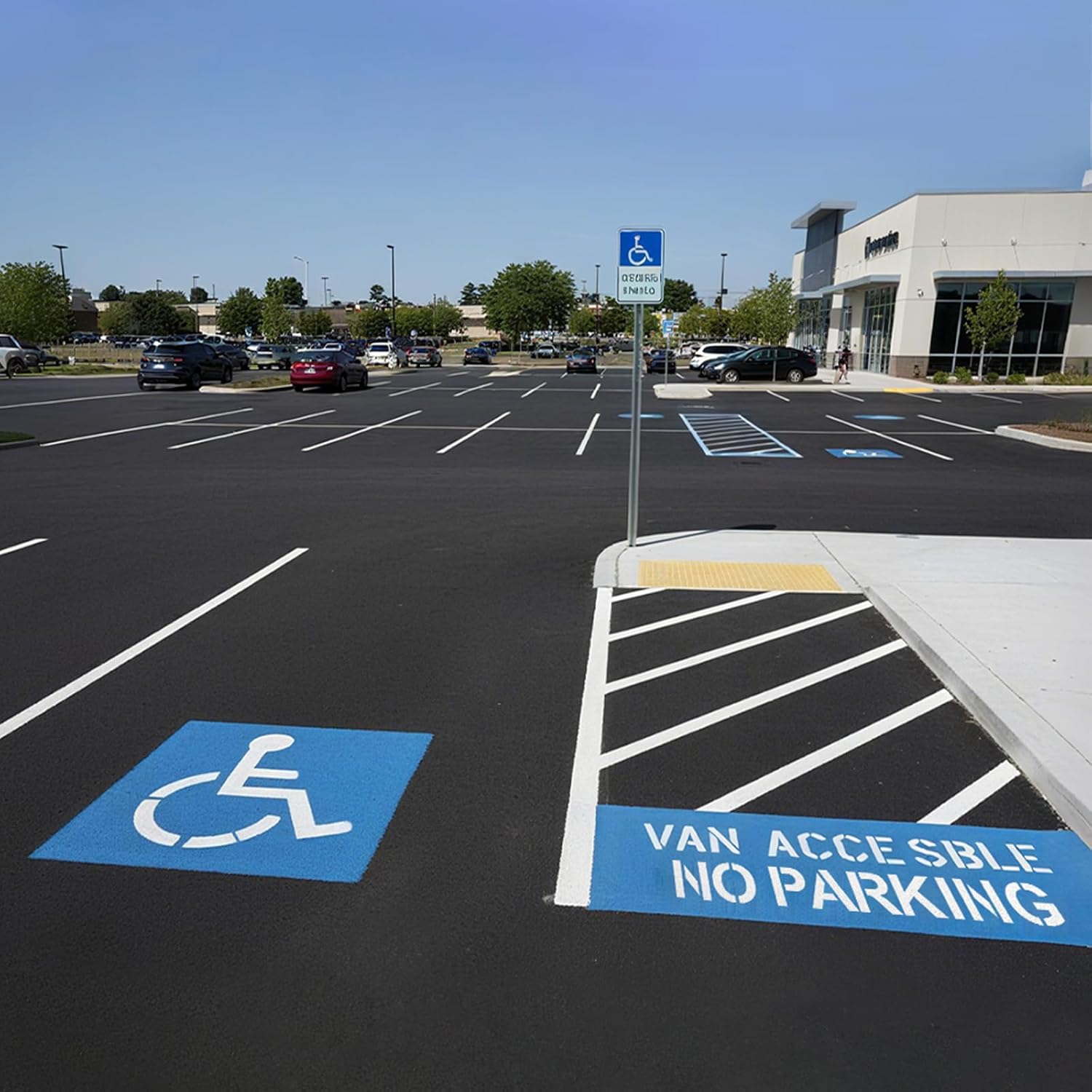 Parking Lot Stencils, Reusable Waterproof PET Parking Lot Stencils for Painting Parking Lots on Asphalt, Concrete, and Private Driveways (Handicap Parking Stencil,36x36 Inches)