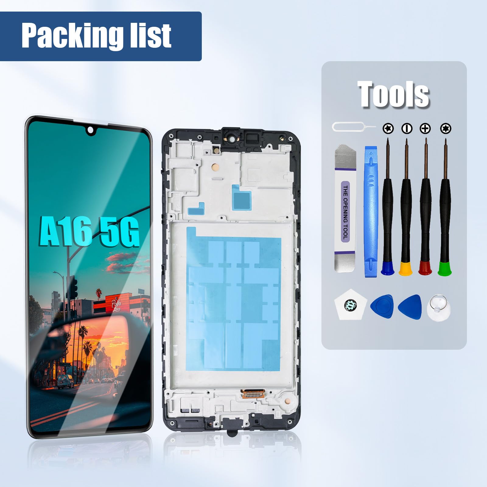 DTD - Pantalla LCD de Repuesto para Samsung Galaxy A16 5G SM-A166B/A166E - Pantalla táctil de Repuesto con Herramientas (Negro con Marco)