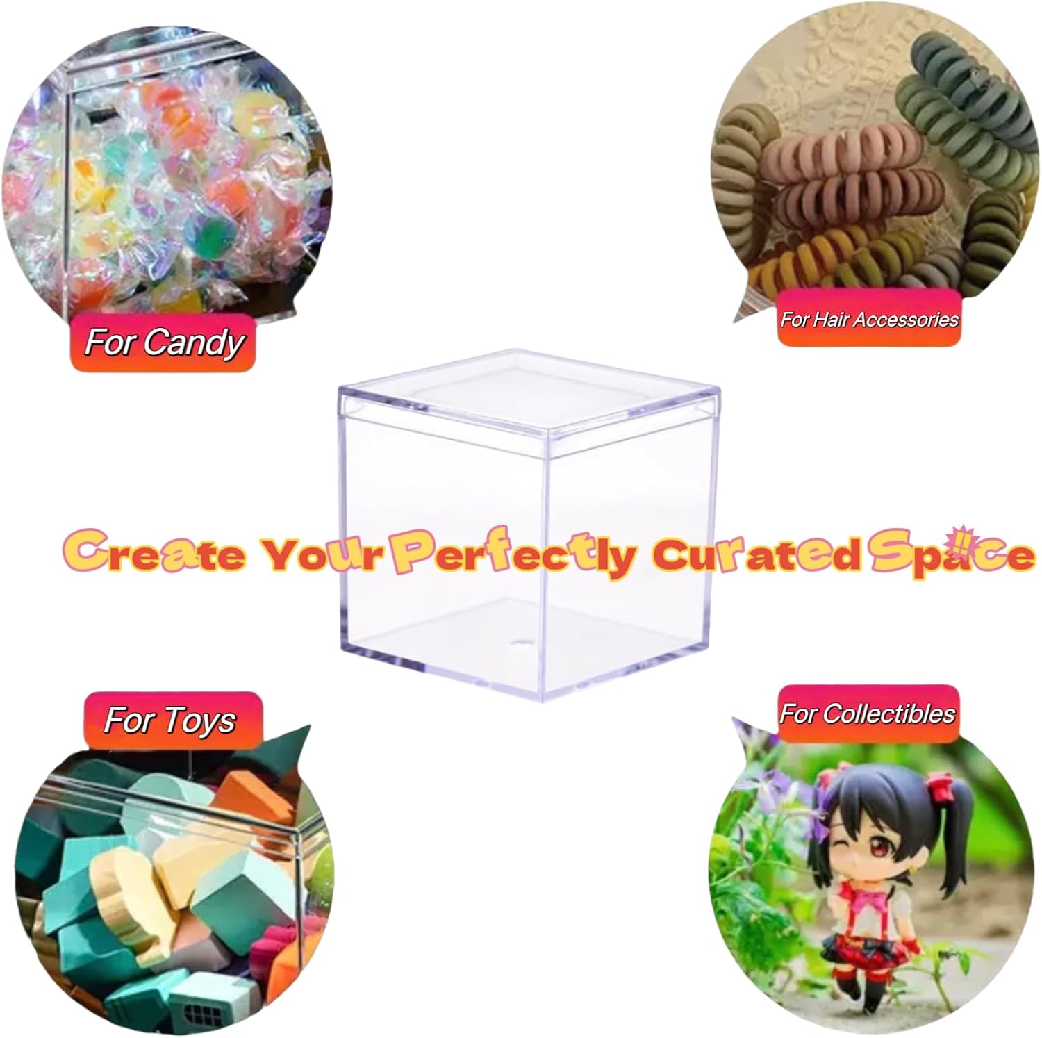 12 Pcs Clear Acrylic Box with Lid, 4x4x4 Inch Small Acrylic Box Mini Clear Container Square Plastic Jewelry Display Boxes for Home Jewelry Candy Pill Crafts