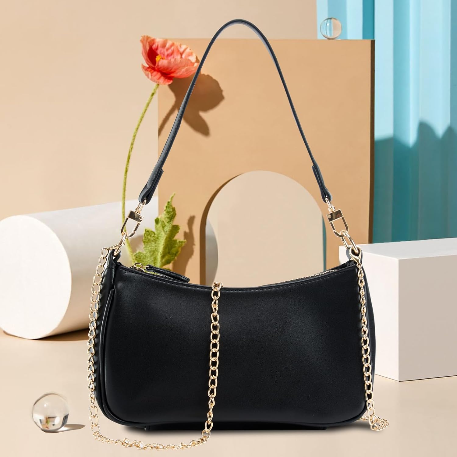 Shoulder Bag for women Crossbody Bags Retro Classic Small Hobo Purse Clutch Tote Handbags with Zipper Closure - Image 3