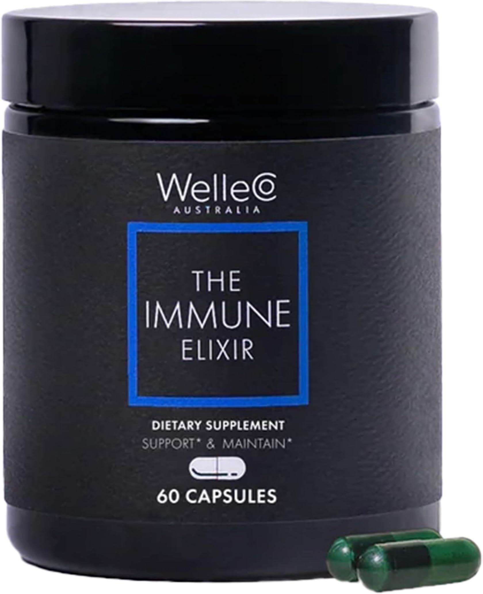 WelleCoThe Immune Elixir Immune Support Supplement with Vitamin C, Zinc, Elderberry, Astragalus, B Vitamins & Reishi Mushroom for Immunity, Fatigue, Overall Wellness, Gluten Free & Vegan, 60 Capsules