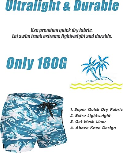 Miniatura 5 de Coofandy - Traje de baño para hombre con bolsillo con cierre de cremallera