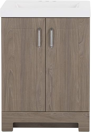 Spring Mill Cabinets Callen - Vanidad de baño de 24 pulgadas con parte superior blanca de lavabo individual, armario de 2 puertas, 24.5 pulgadas de