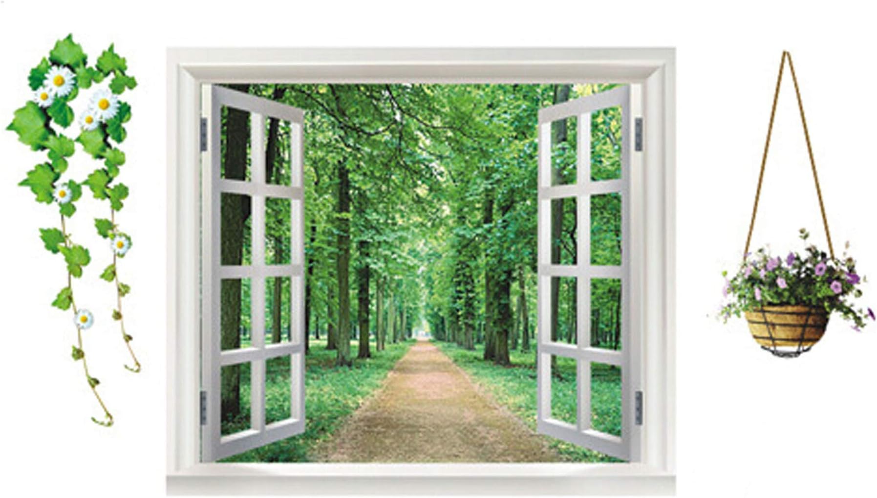 Keersi 3D Window-style Wall Stickers & Murals Wall Decals Wallpaper Removable Wall Decor Decorative