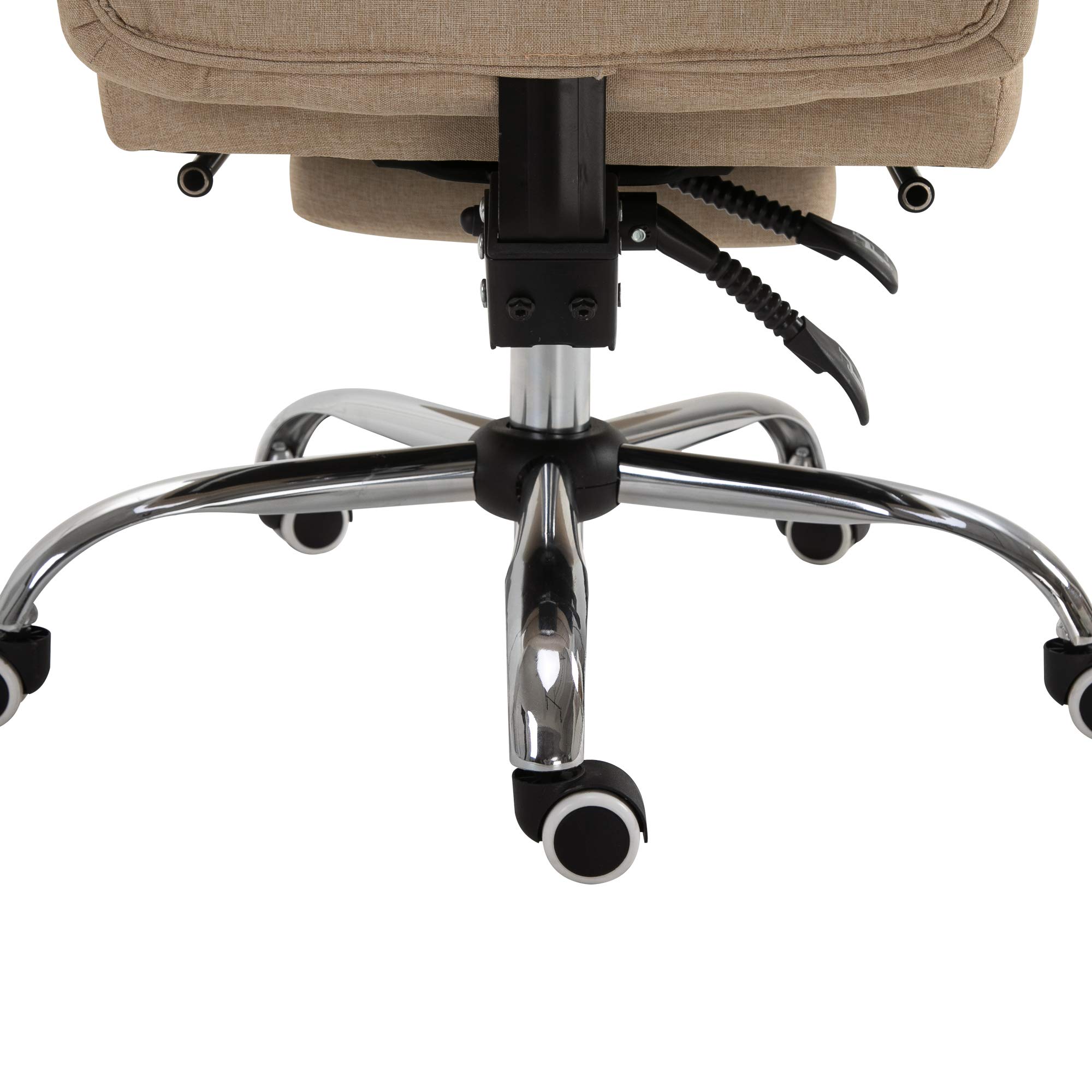 HOMCOM Silla de Oficina, Silla de Oficina, ergonómica con reposapiés retráctil, Respaldo reclinable, tetina y Soporte Lumbar, Regulable en Altura, Tela Beige