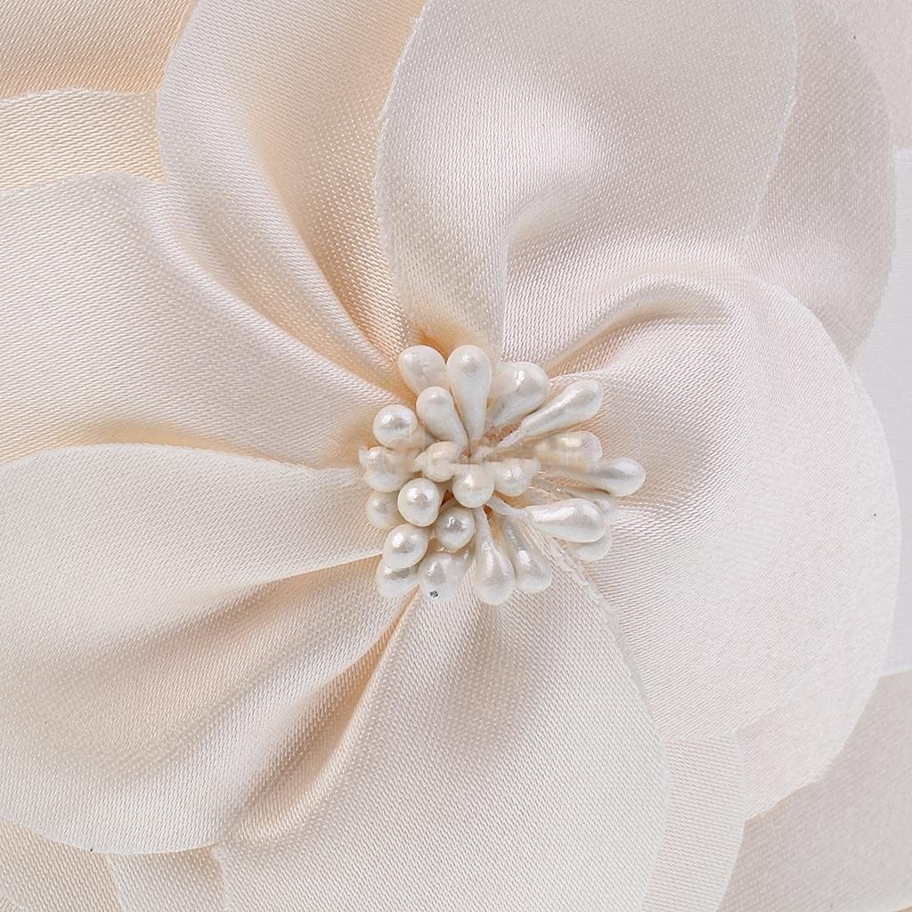 Champagne Silky Satin Chic Bud Round Girl Basket Bridal Bridesmaid Wedding Party