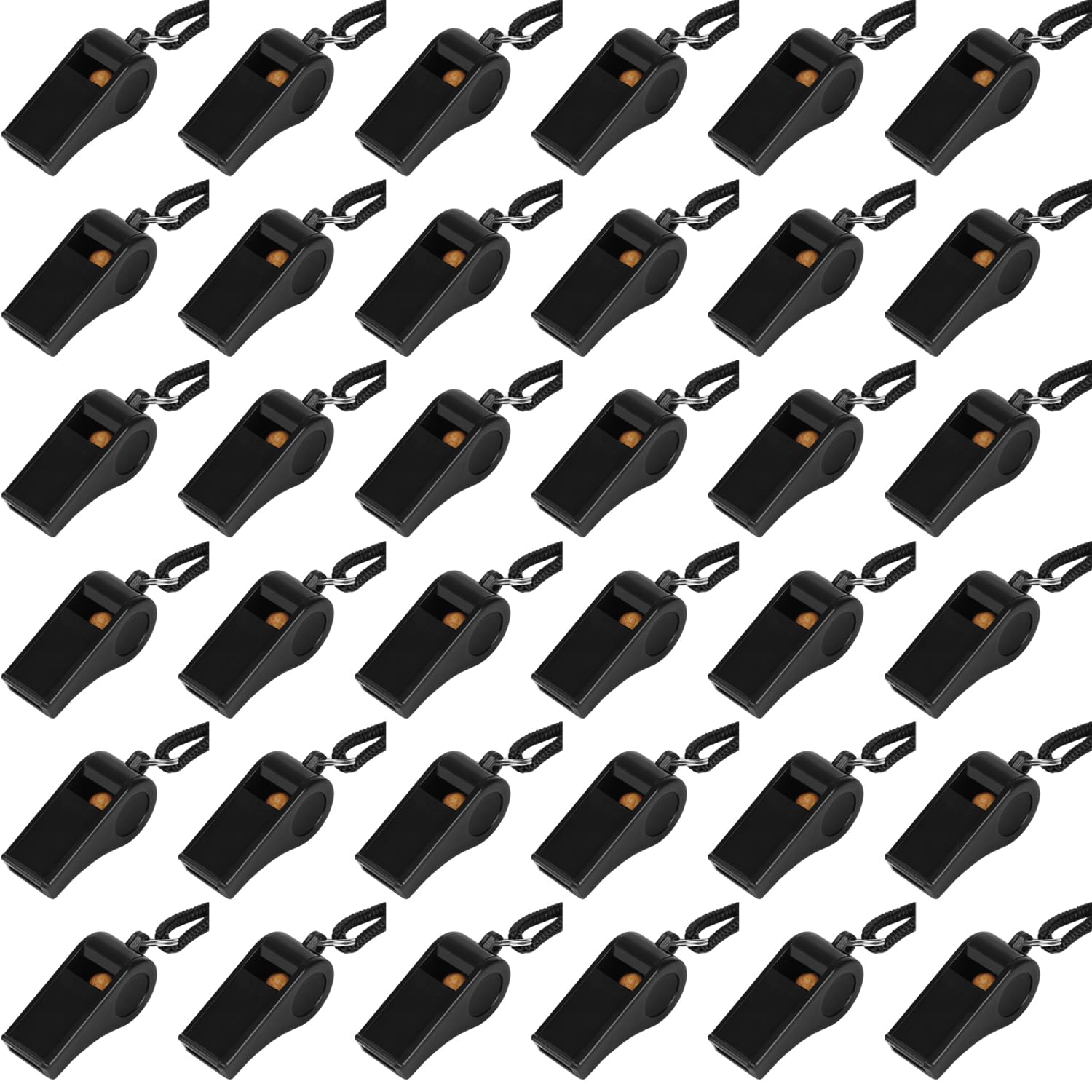 Fya Plastic Whistle with Lanyard, Loud Clear Black Whistles Bulk Great for Coaches, Referees, and Officials
