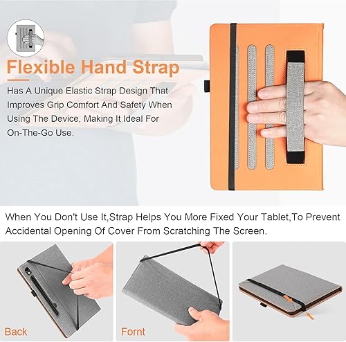 Miniatura 7 de Funda para Samsung Galaxy Tab S9 Fe de 10.9 pulgadasTab S9 de 11 pulgadas con soporte para bolígrafo S Funda para tableta Galaxy S9 Fe 5G, gris