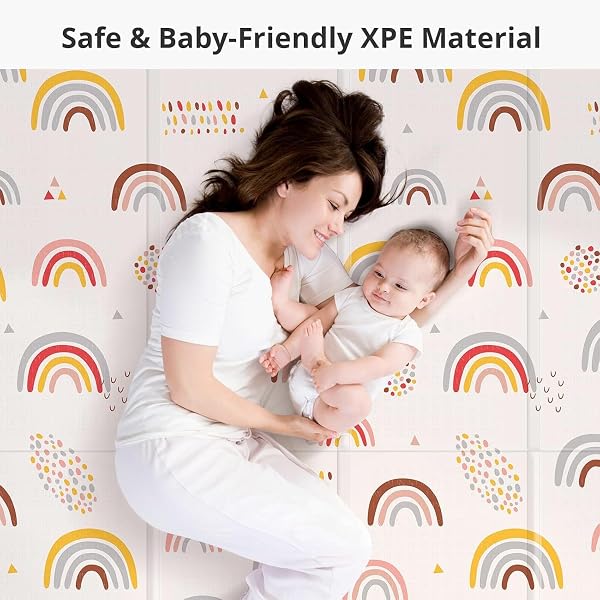 Foldable Baby Play Mat,71" X 59" Extra Large Play Mat, Baby Mats for Floor, Waterproof, Anti-Slip Baby Crawling Mat, Soft Foam Mat for Babies and Toddlers, Rainbow and Star Pattern - 5
