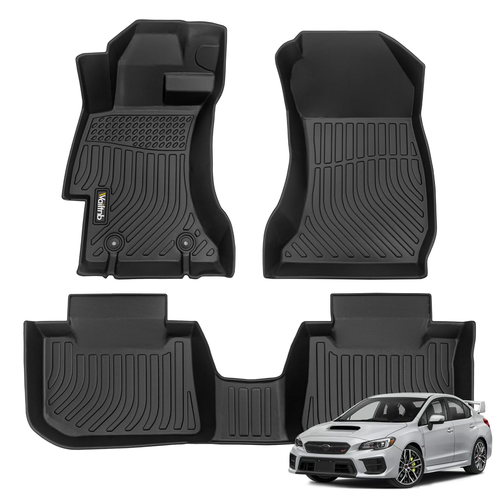 Allwetter-Fußmatten und Kofferraumwanne für Subaru WRX & WRX STi 2015–2021 Subaru WRX 2015–2021, wasserdicht, langlebig, leicht zu reinigen, passend für WRX Zubehör für WRX STi, schwarz