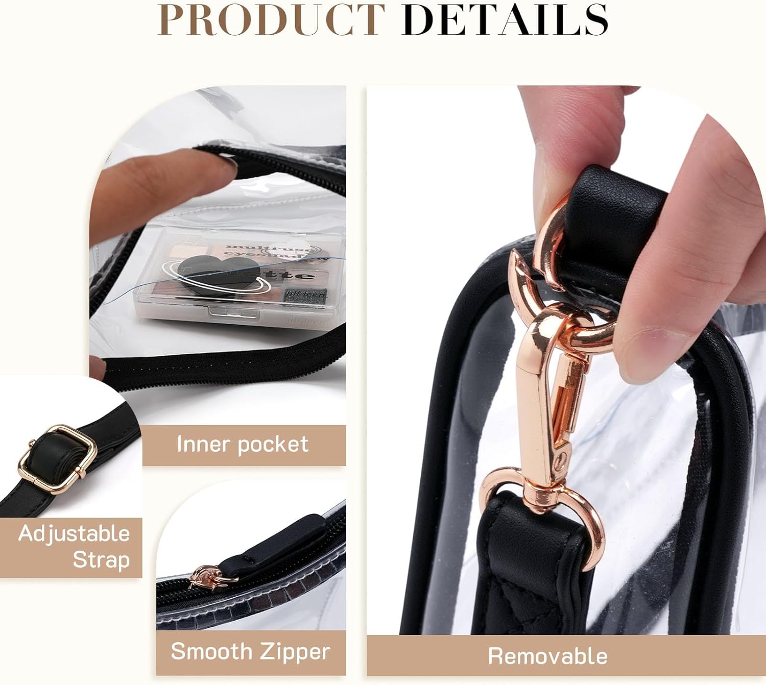 Missnine Clear Bag for Stadium Approved, Clear Crossbody Purse for Women Transparent Concert Handbag for Sport Stadium Events - Image 4