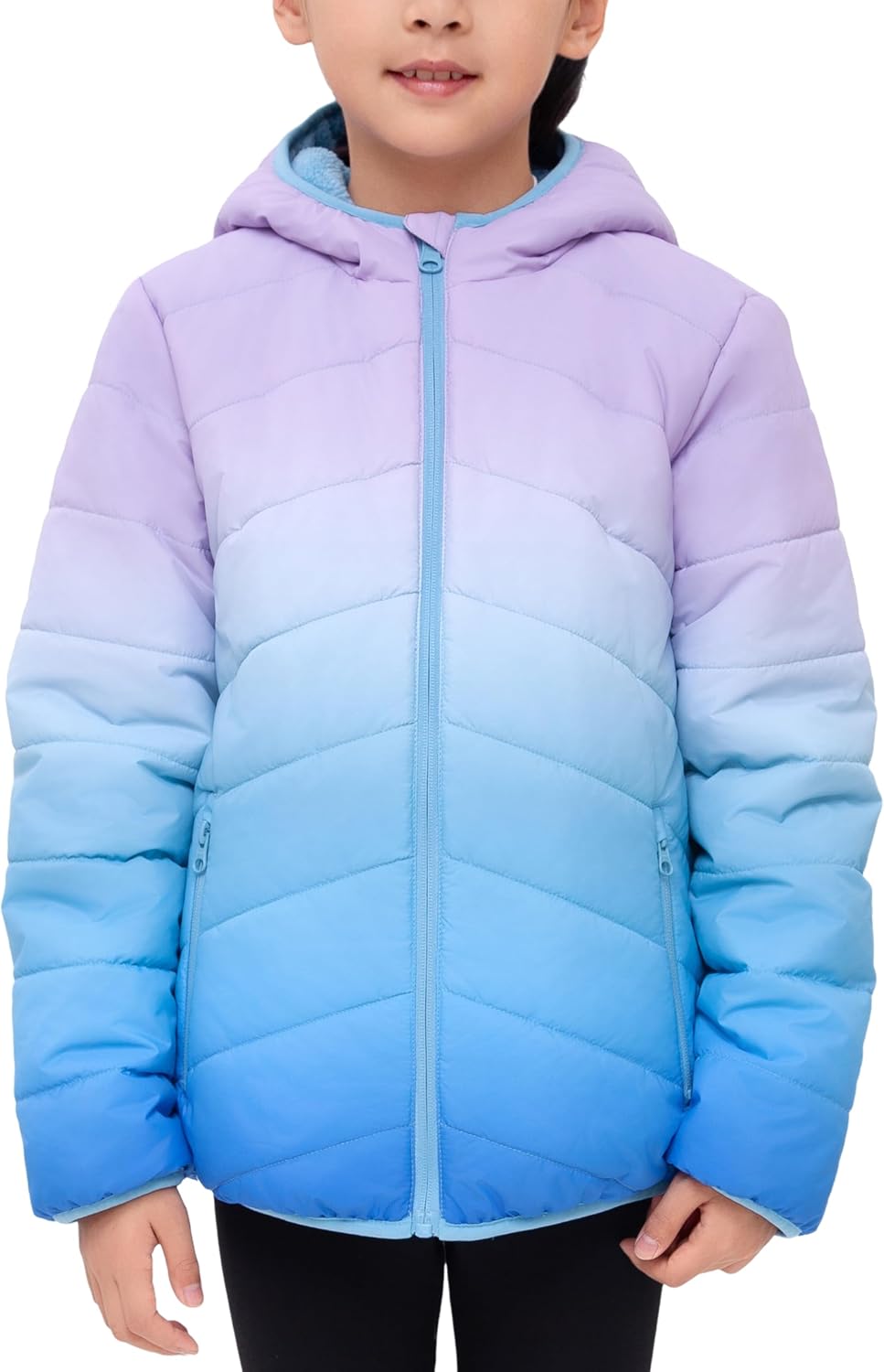 Rokka&Rolla Girls' 2-in-1 Reversible Water-Resistant Sherpa Fleece Puffer Jacket - Image 2