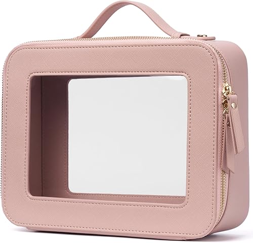 Bolsa de maquillaje transparente Popvibe, estuche de cosméticos de viaje con cremallera, bolsa de aseo transparente con cremallera, organizador