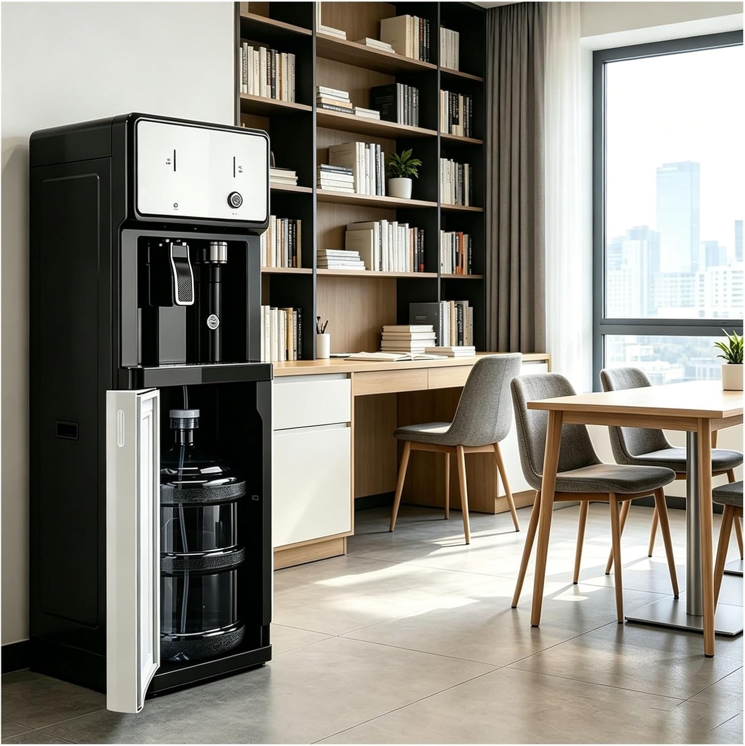 Silent Operation Waters Cooler, Floor Standing Bottom Loading Water Dispenser, 3 Second Instant Hot, Bottled Water Coolers 3 Temperatures, for Living Room Bedroom