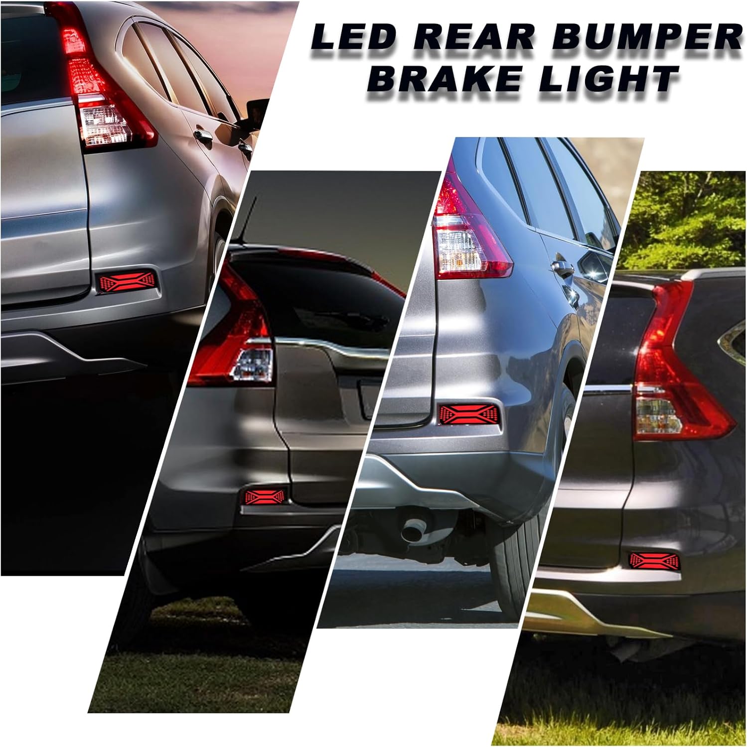 Smoke LED Rear Bumper Brake Tail Lights Kit for Honda CR-V SE LX EX EX-L Touring SUV 2015 2016 Sequential Turn Signal Replacement for Rear Bumper Reflector