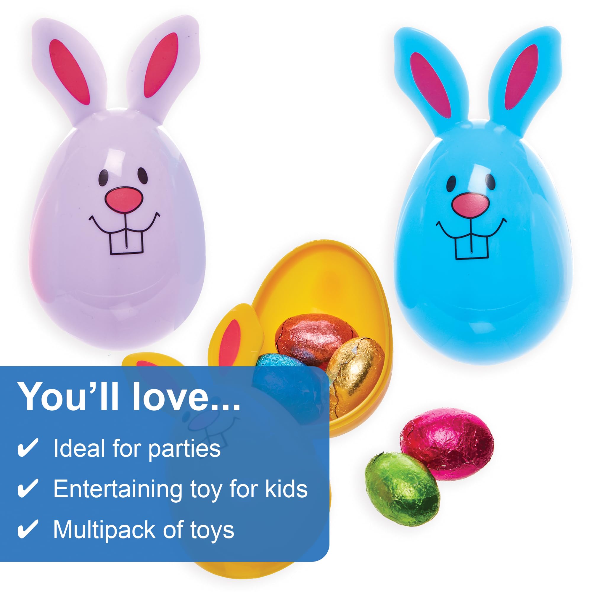 Baker Ross FN005 Easter Bunny Eggs - Pack of 12, Easter Party Bag Fillers for Kids, Multicolour - Image 3