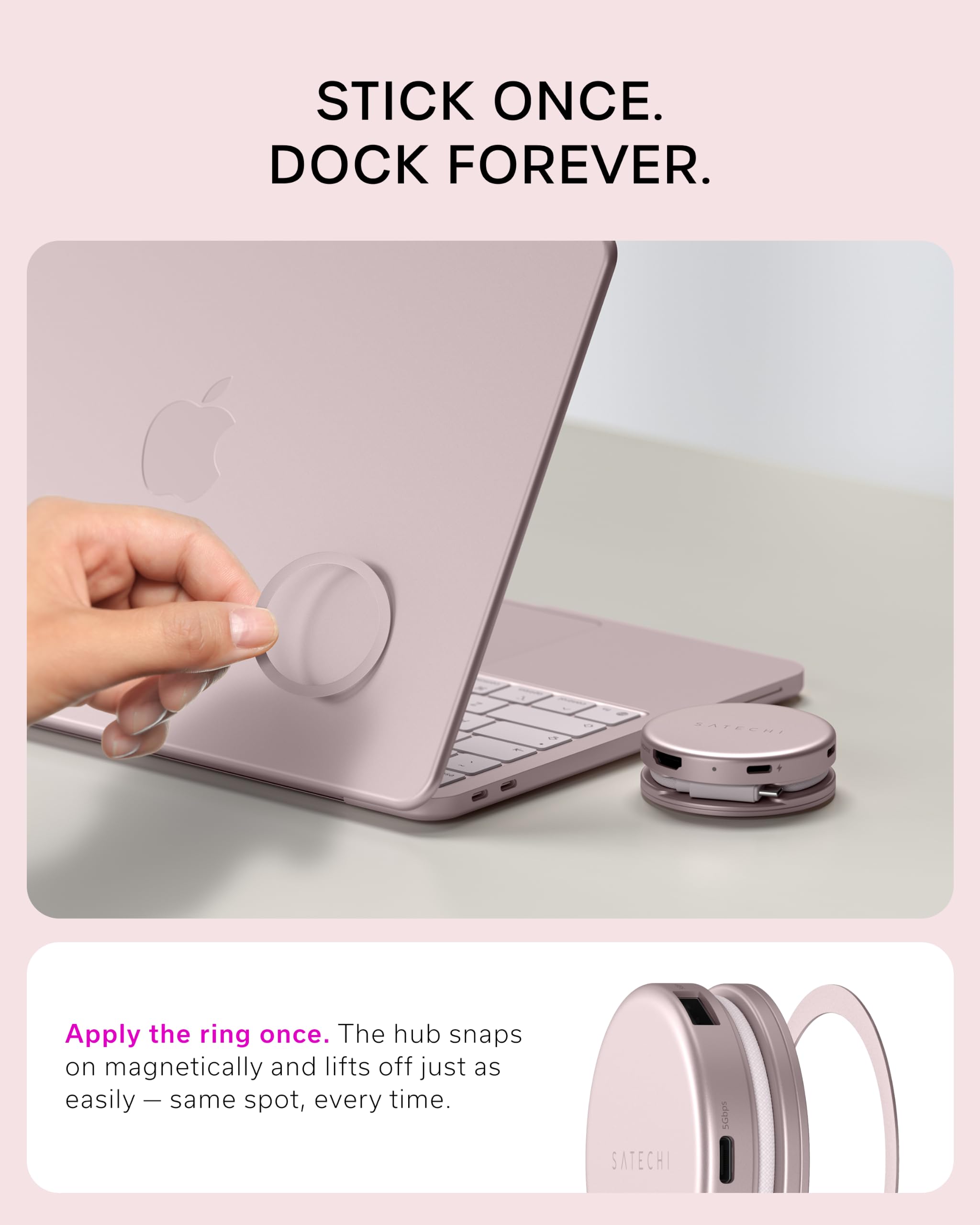 SATECHI Bundle Hub USB-C OntheGo 5 en 1 y Hub USB-C Snap 6 en 2 (Rosa Nube) Bundle