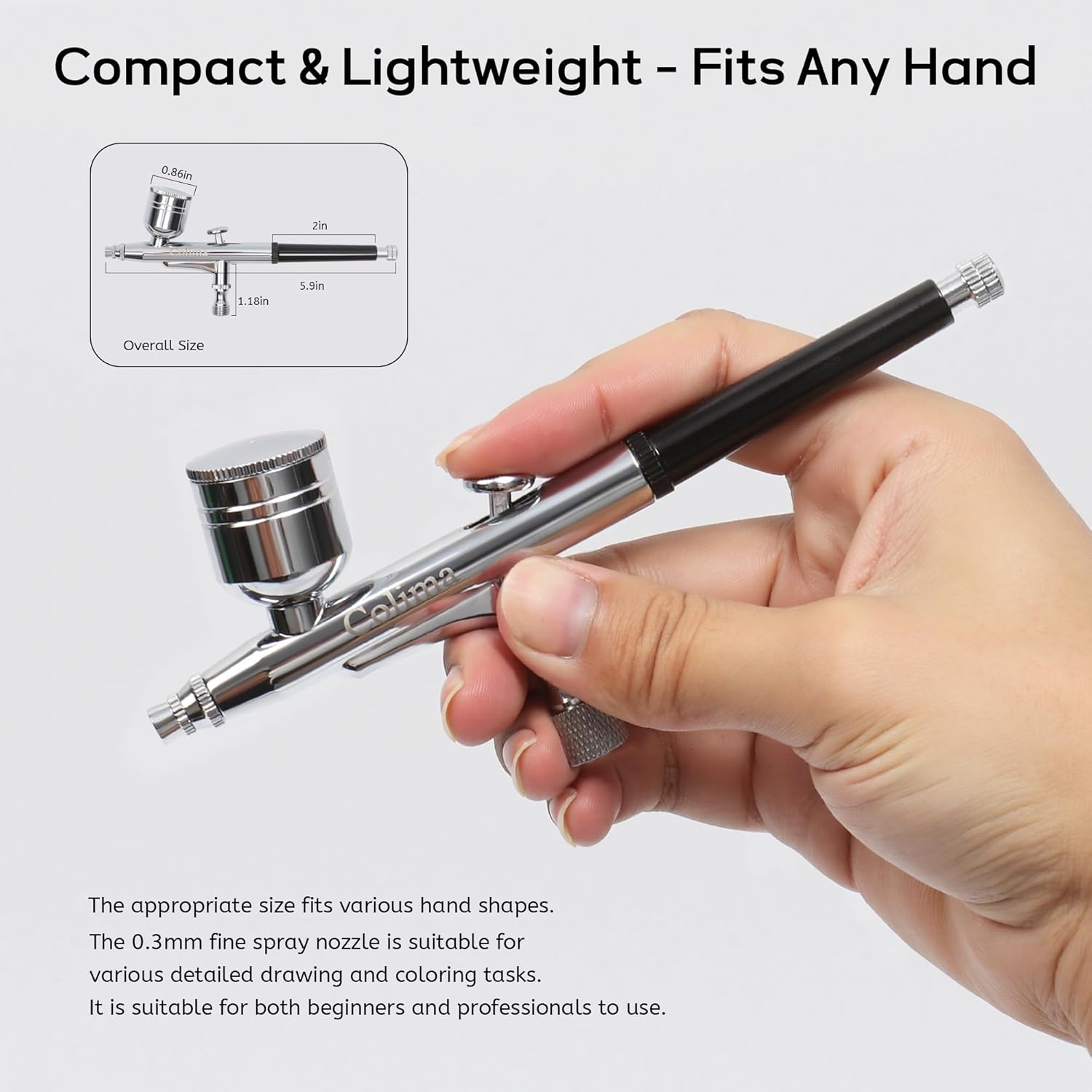 Colima Airbrush Gun Kit Perfect Starter Kit for Beginners Dual-Action Gravity Feed Airbrush with 0.3mm Tip for Art, Crafts, Tattoos & More - Image 4