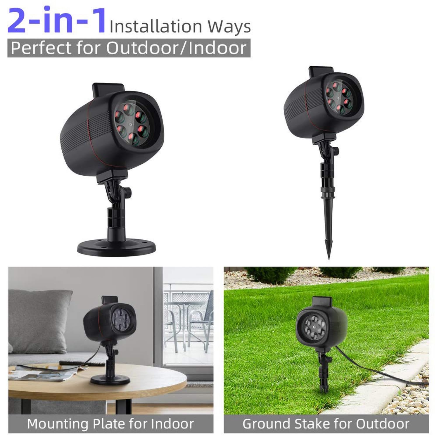 OUSFOT LED Projektorlampe Weihnachten mit 16 Folien Projektor Lichter IP65 Wasserdicht für Weihnachten/Halloween/Indoor/Garten
