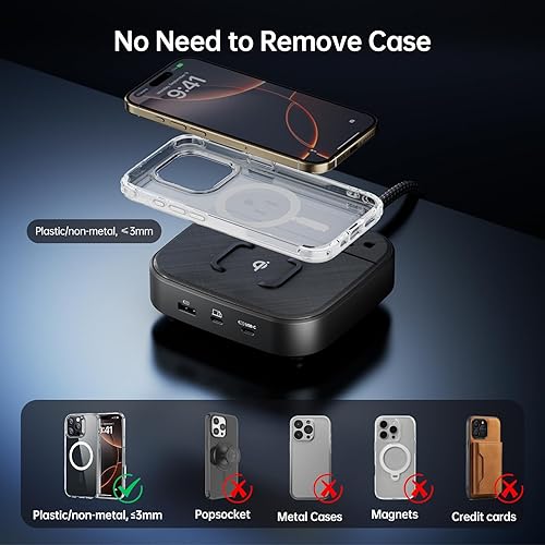 Miniatura 7 de Estación de carga de 67 W para múltiples dispositivos, concentrador de alimentación de escritorio 6 en 1 con cargador inalámbrico para iPhone, 2