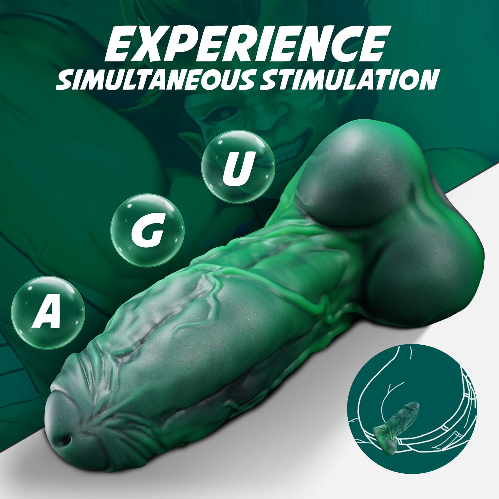 Nothosaur Banner 8.2 Inch Fantasy Dildo Luminous Realistic Monster Dildo with Friction Wave Points with Strong Suction Cup for G-Spot, Prostate, Vagina, Sex Adult Toys for Men Women and Couple: 2X-Large Gitd Green