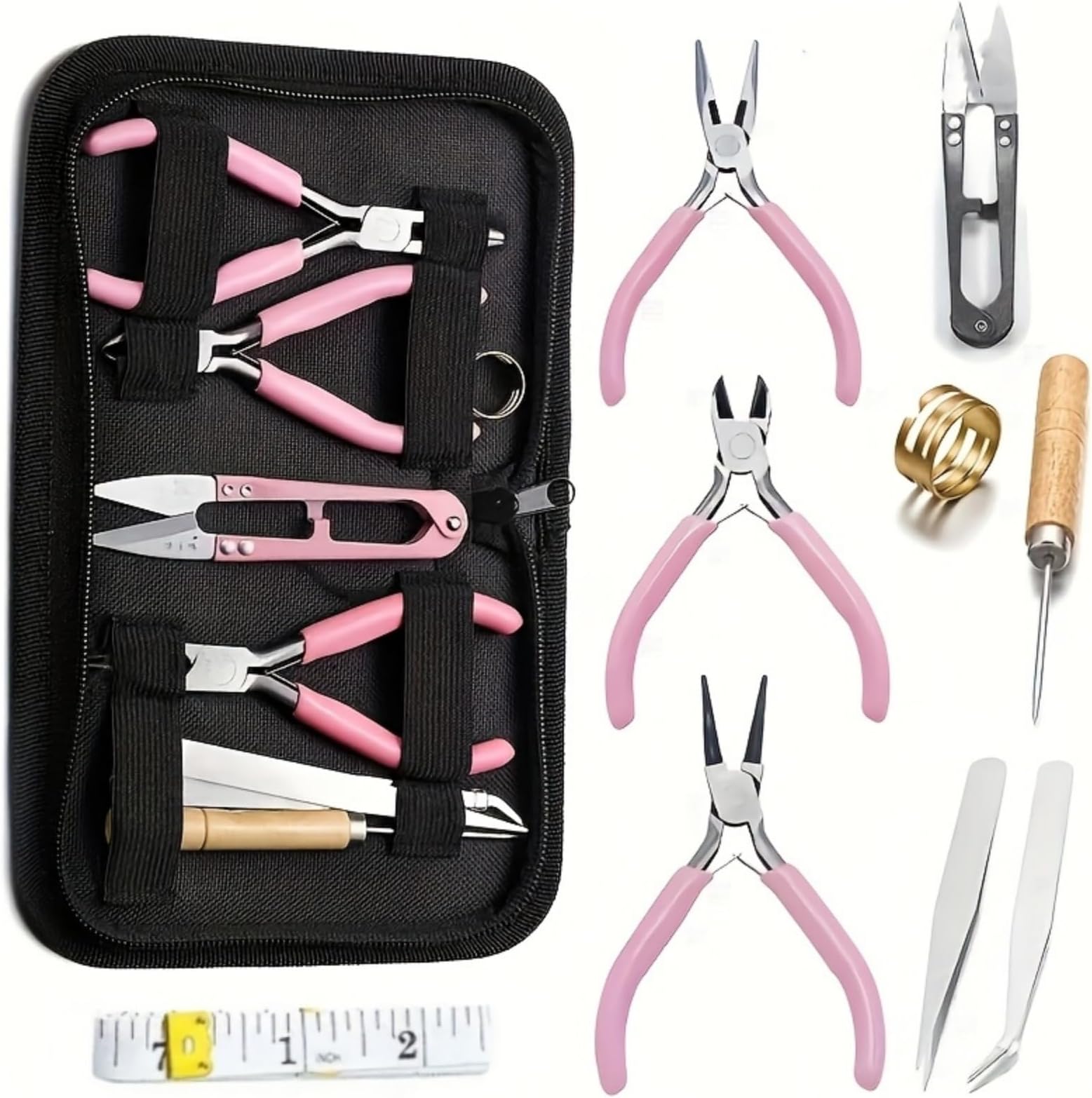 Jewelry Making Tools Kit: 6pc Set, Including Needle Round Nose, Wire Cutters, Crimper & End Nippers for Beading & Craft