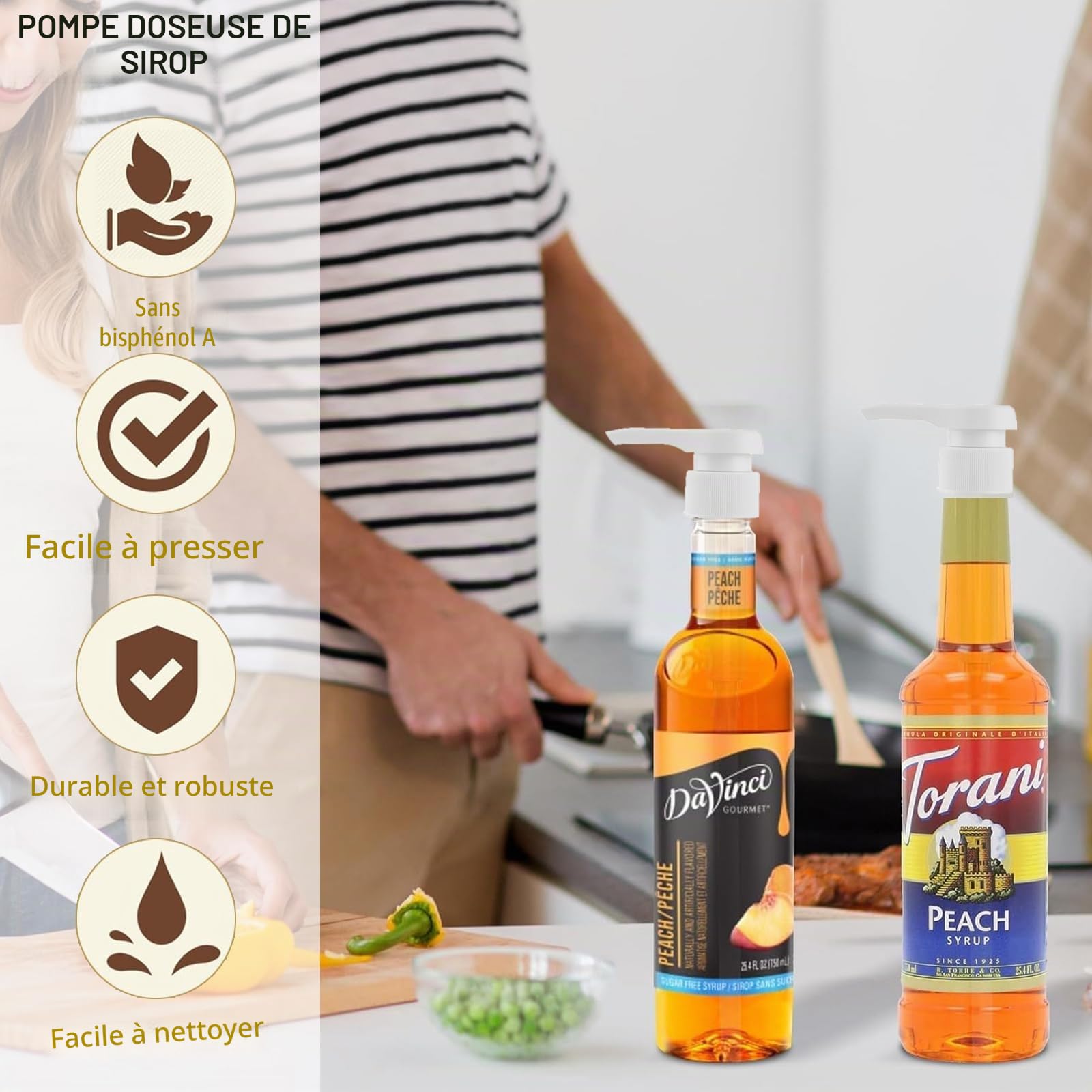12 Pièces Distributeur Sirop Pompe Sirop Pompe Sirop Distributeur Sirop Cafe pour Café Maison Bouteille de Sirop à Café (Blanc)