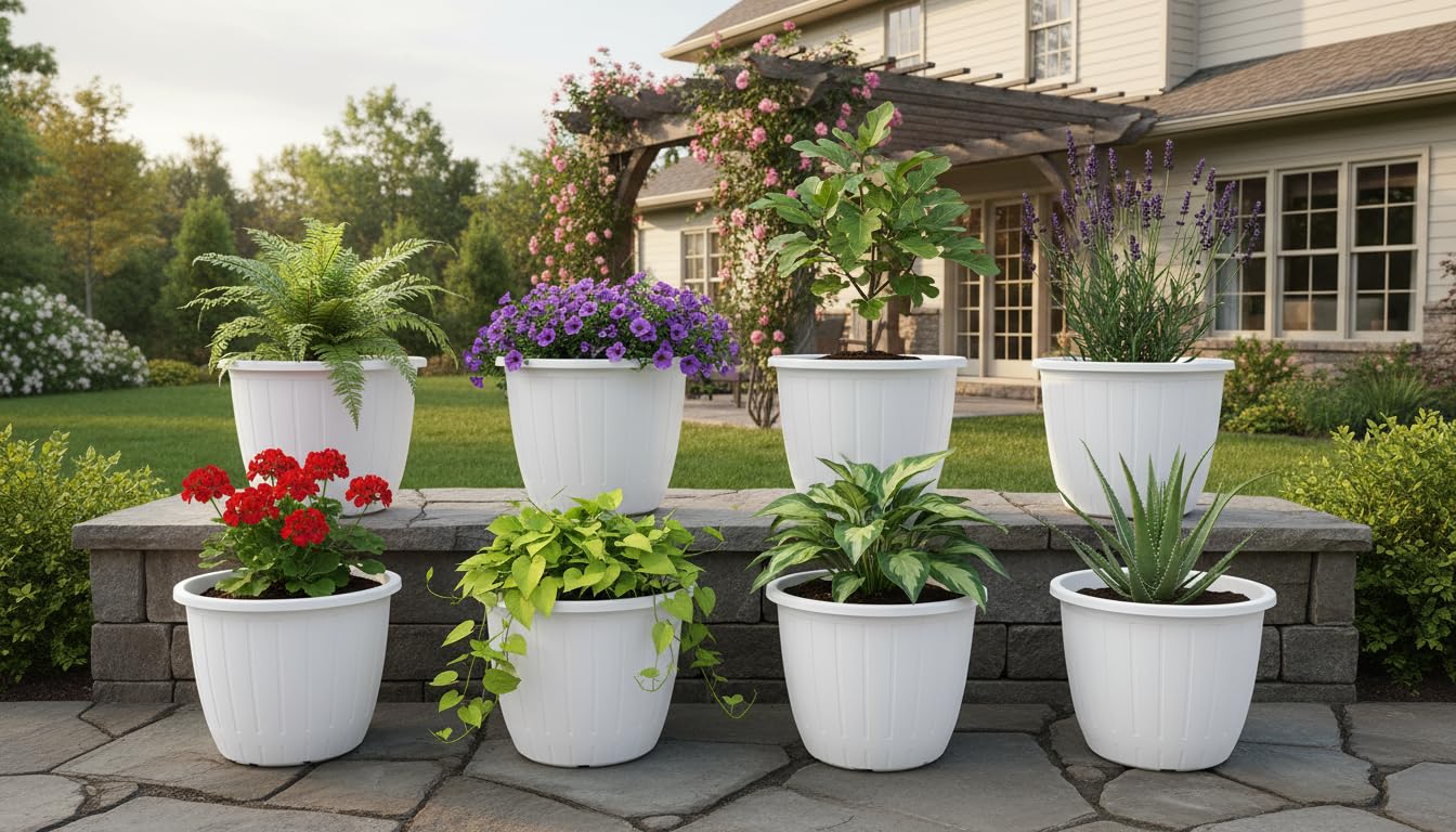 White Flower Pots - 6 Pack for Gardening -17 White Flower Pots - 6 Pack for Gardening -17