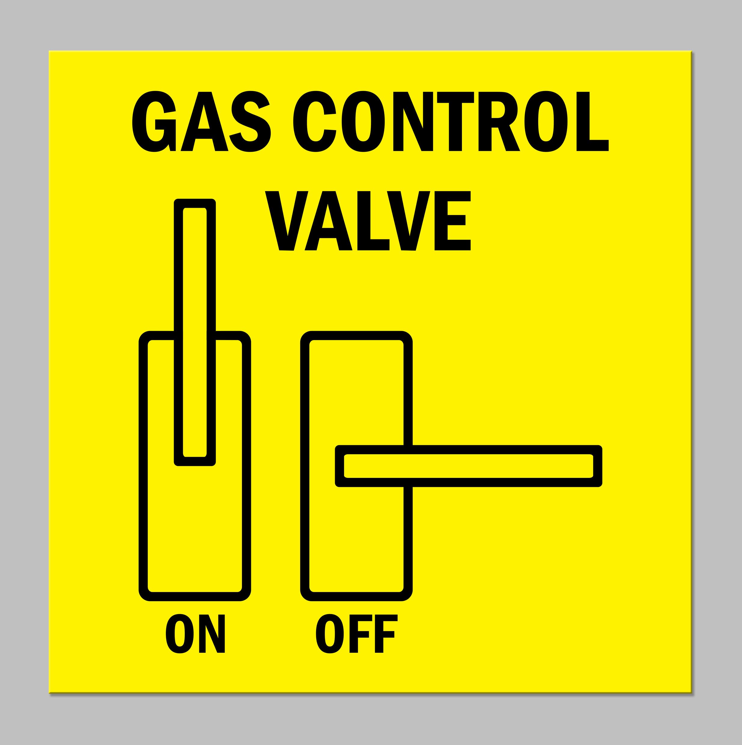 Gas control valve - Self adhesive sticker (400mm x 400mm)